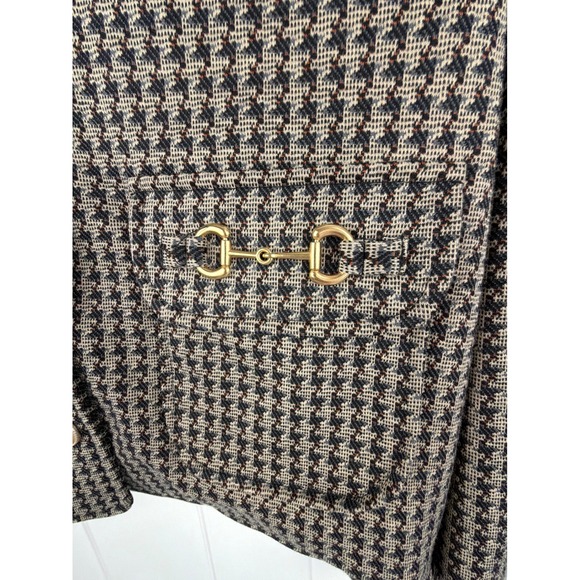 Bagatelle Cropped Houndstooth Jacket Gold Button Equestrian Blazer Size Small - Picture 7 of 12
